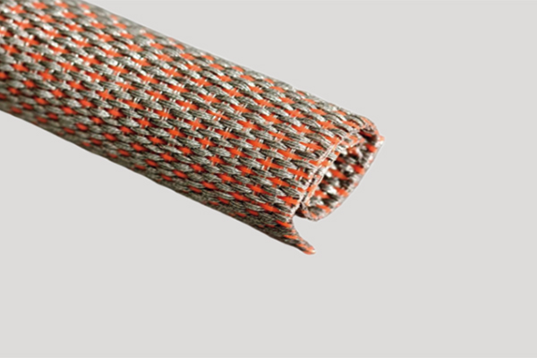 Schrumpfschlauch aus verzinntem Kupfergewebe (orangefarben)